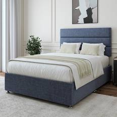 Blue Beds Bedmaster Super King Size Midnight Linen 4 Drawer Divan Base And Square Headboard - Blue Continental Bed
