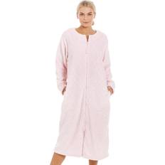 Pink Coats Camille Womens Supersoft Zip Up Diamond Print Housecoat - Light Pink