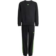 Elastane Tracksuits Children's Clothing adidas Crew Set Kids - Black/Signal Green