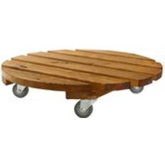 Samuel Alexander 2 Round Wood Garden Patio Plant Flower Pot Caddy on Wheels 50 cm Brown