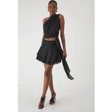 Skirts Misspap Ruched Layered Mini Skirt - Black