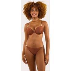 Leopard - Women Bikini Tops Wolf & Whistle Morgan Bronze Glitter Mix Match Fuller Bust Plunge Bikini Top - Brown
