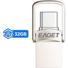Memory Cards & USB Flash Drives Eaget 32GB Type C Flash Drive 2 In 1 OTG USB 3.0 + USB C Memory Stick With Keychain