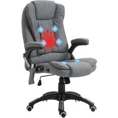 Fauteuils de massage Homcom Fauteuil de bureau direction massant chauffant hauteur réglable dossier inclinable toile de lin gris chiné