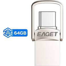 Memory Cards & USB Flash Drives Eaget 64GB Type C Flash Drive 2 In 1 OTG USB 3.0 + USB C Memory Stick With Keychain
