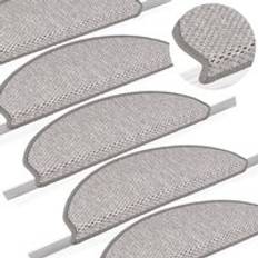 Beige Stair Carpets Berkfield Home Stair Mats Self-adhesive Sisal-Look 15 pcs 65x21x4 cm Platina - - Medium Beige