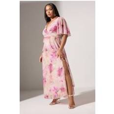 Pink floral dress Yours Floral Mesh Wrap Maxi Dress - Light Pink