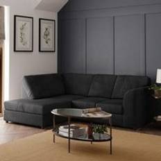 Jumbo Cord Full Back Left Hand Facing Corner Sofa Black One Size