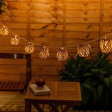 Yellow String Lights & Light Strips ValueLights Rattan Wicker Ball 10 x Battery Outdoor 10 Pack Yellow 6 x 237 x 6.5 cm String Light