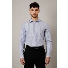 Stripes Shirts Burton Blue Multi Stripe Slim Fit Shirt - Blue