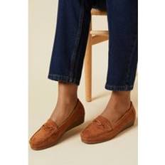 Wedge Loafers Good For The Sole Berenice Comfort Suede Trim Detail Low Wedge Loafers - Tan