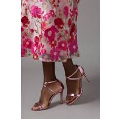 Pink - Women Heeled Sandals Coast Strictly Faux Leather Cross Strap High Stiletto Sandals - Pink