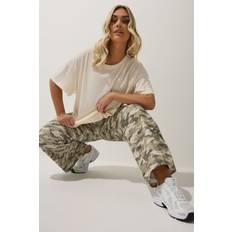 Green - Women Jeans Yours Camo Print Wide Leg Jeans - Light Khaki