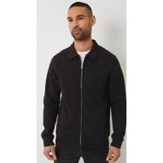 Zip Through Pique Shacket - Black