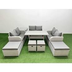 Steel Outdoor Lounge Sets Fimous Rattan Sofa 10 Seater Garden Furniture Set - Light Grey - One Size Outdoor Lounge Set