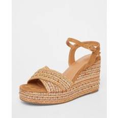 Quiz Camel Cross Strap Embellished Wedges - Beige