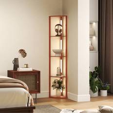 Brown Floor Lamps & Ground Lighting Homcom Corner with Dimmable Warm White LED Light Floor Lamp