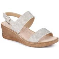Grey Heeled Sandals Pavers Buckle-Up Wedge Sandals - Light Grey