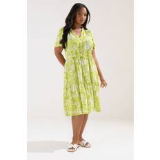 Yours Curve Lime Green Floral Tiered Midi Dress - Lime Green