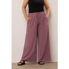 Yours Twill Wide Leg Trousers - Purple