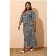 Wrap-Around Dresses Yours Floral Wrap Maxi Dress - Black/White