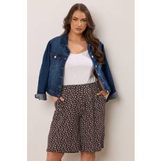 Yours Ditsy Floral Print Shorts - Black