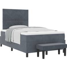 vidaXL Box Spring Seng med Madras and Bænk 120x200 cm Mørkegrå Rammeseng
