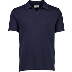 Lindbergh Jacquard V-Neck Polo S/S - Navy