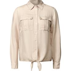Cecil Langarmbluse Mit Knoten Am Saum - Beige