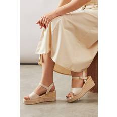 Wallis Roxy Faux Leather High Wedge Sandals - Beige