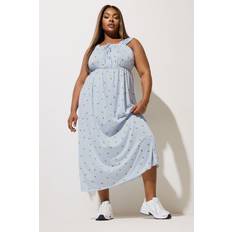 Yours Curve Blue Stripe Lemon Graphic Tie Dress - Blue Stripe