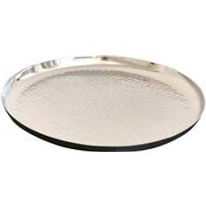 Grey Serving Trays Melody Maison Large Round Silver Hammered Metal One Size Serving Tray
