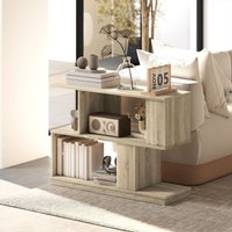 Homcom Brown Bedside Tables Homcom Modern Narrow End S-Shaped Nightstand Bedside Table