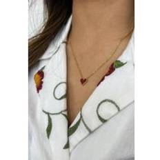 Red Necklaces SVNX Red Heart Pendant Necklace - Gold