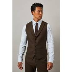 Burton Mens Tweed Look Waistcoat - Khaki