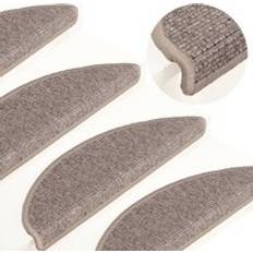 Beige Stair Carpets Berkfield Home Stair Mats Self-adhesive 15 pcs 56x17x3 cm Dark Beige