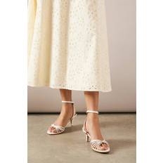 Wallis Womens Sugar Faux Leather Twist Strap Kitten Heeled Sandals - White
