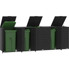 Schuppen für Mülleimer vidaXL Wheelie Bin Storage for 5 Bins Black 345x79x117 cm Steel (Building Area )