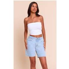PrettyLittleThing Petite Low Rise Baggy Boyfriend Shorts - Light Blue