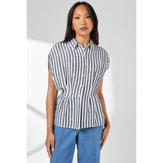 Pleats Shirts Principles Striped Pleat Detail Shirt - Navy