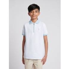 Zipper Polo Shirts Children's Clothing U.S. Polo Assn. Smart Two Tone Zip Shirt - Pale Blue