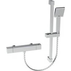 Chrome Square Thermostatic Mixer With Slider Rail & Handset One Size