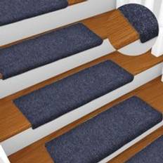 Blue Stair Carpets Berkfield Home Stair Mats 15 Pcs Needle Punch 65x21x4 cm Blue