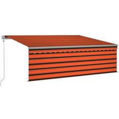 vidaXL Markise Med Gardin LED Vindsensor 4,5x3 m Automatisk Orange/Brun