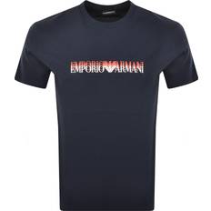 Natural T-shirts Emporio Armani Linear Logo Print T-Shirt - Blue