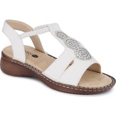 Pavers Wide-Fit Elasticated Wedge-Heeled Sandals - White