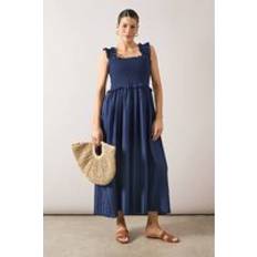 Gold - Midi Dresses Wallis Broderie Ruffle Midi Dress - Navy