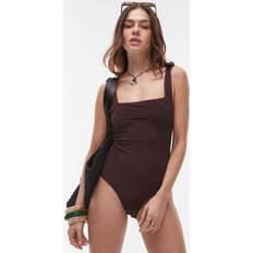 & Other Stories Swimsuits & Other Stories Crinkle Swimsuit With Knot Detail Brown