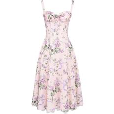 Pink floral dress House of CB Rosalee Corset Midi Dress - Pink Floral