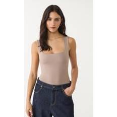 Stradivarius Polyamide Bodysuit With Square Neckline - Light Brown